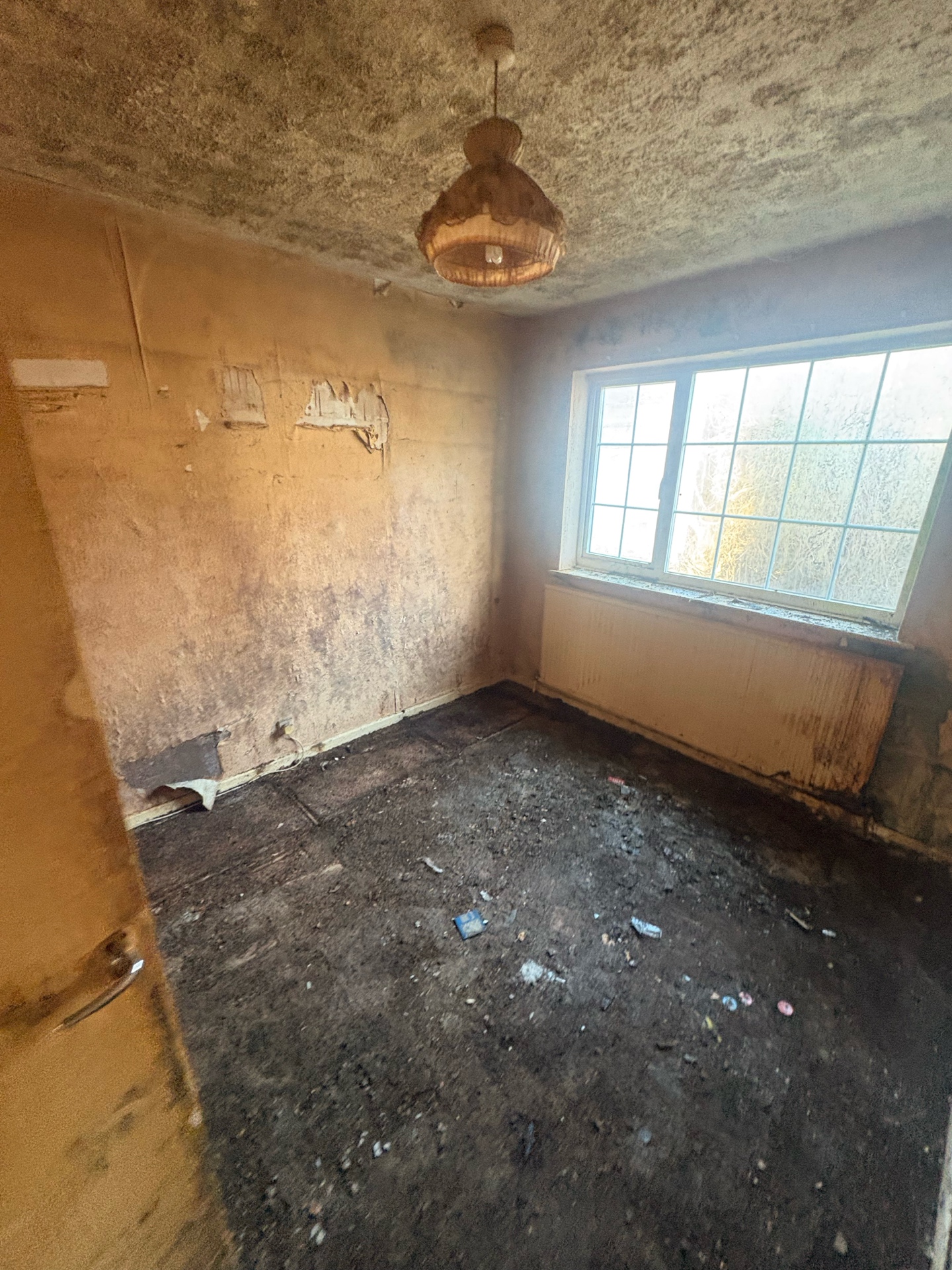 Property clearance — stripped bedroom, black mould and debris